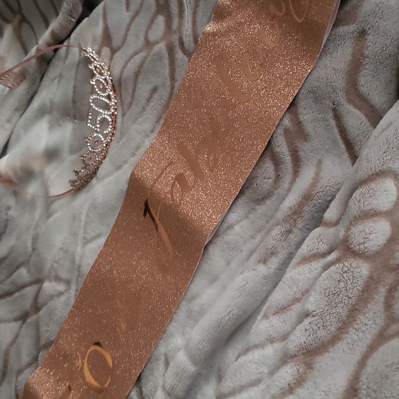 50 & Fabulous Rose Gold Sash and Rhinestone Tiara - Picture 3 of 9
